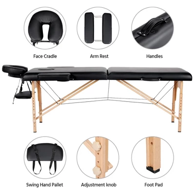 Yaheetech Adjustable Massage Bed 2 Sections Folding Massage Table Black 3 Yaheetech Adjustable Massage Bed 2 Sections Folding Massage Table Black - Image 3