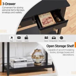 Yaheetech 3-Drawer Console Table With Storage Shelf -Furniture GUEST fdefd79a 11f6 4175 9c23 dc9d2219a6e9
