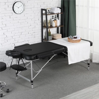 Yaheetech Portable Aluminium 3 Folding Massage Tables With Non-Woven Bag Black 1 Yaheetech Portable Aluminium 3 Folding Massage Tables With Non-Woven Bag Black