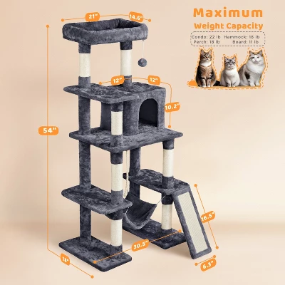 Yaheetech Multilevel Cat Tree With Hammock, Scratching Posts, Condo Perch Ball For Indoor 2 Yaheetech Multilevel Cat Tree With Hammock, Scratching Posts, Condo Perch Ball For Indoor - Image 2